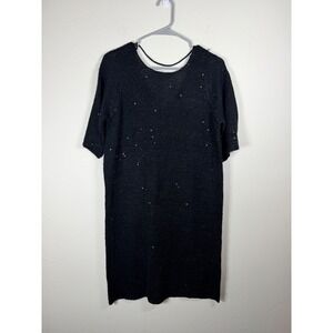 VERO MODA Black Sequin Knit Short Sleeve Mini Dress Women's